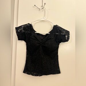 Elegant Black Lace Top Built in bras Women’s XS